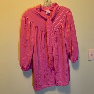 Chic Pink Women's Blouse with Scarf Accent